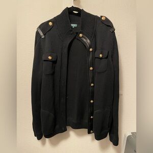 Lauren Ralph Lauren Vintage Military Style Cardigan Gold Buttons 100 Cotton 1X